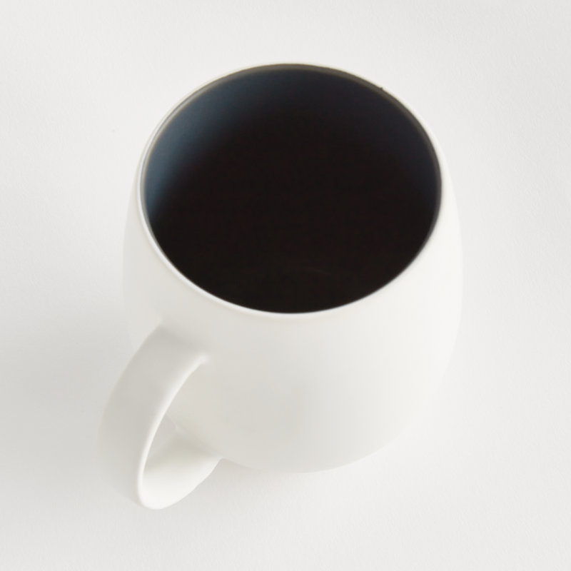 Ceramic Coffee Cup, White/Navy