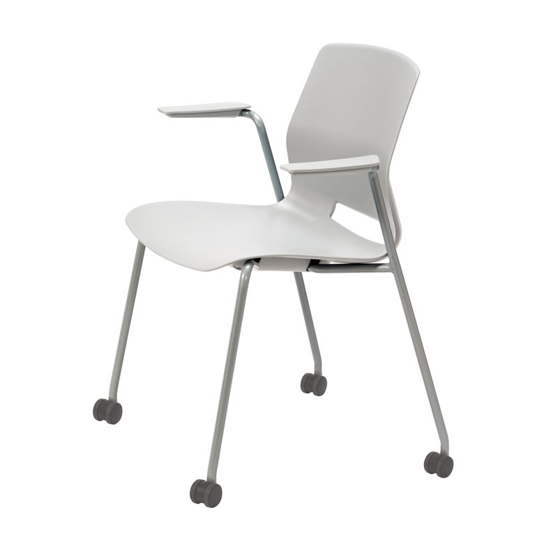 Chaise empilable Wille, Gris clair, Avec des roulettes