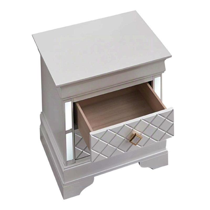 Table de chevet blanc perle pour la chambre à coucher
