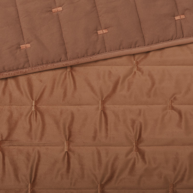 Indigo Road by Egypt Sherrod Malone Luxe Channeled Velvet Quilt Set, Orange, King Quilt + 2 Shams