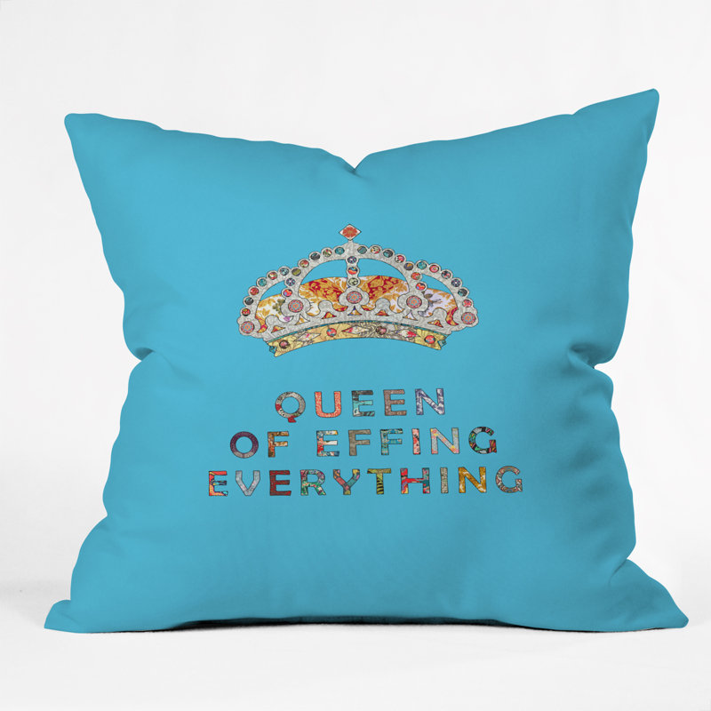 Coussin intérieur / extérieur Her Daily Motivation, Bleu, 18 po x 18 po