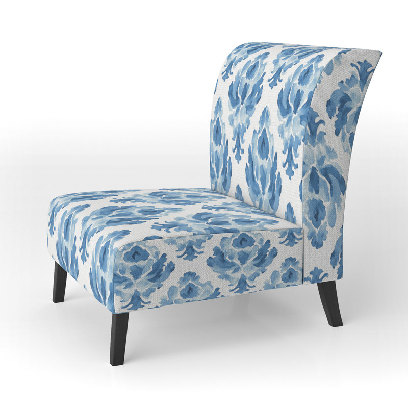Fauteuil rembourré Boho - Fauteuil de chambre bleu et blanc Ikat Cloud Cloud, Pantoufle sans accoudoirs