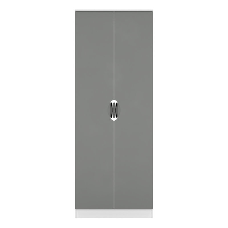 Bhodhini 2 Door Wardrobe, Grey/White, 196cm H x 74cm W x 53cm D