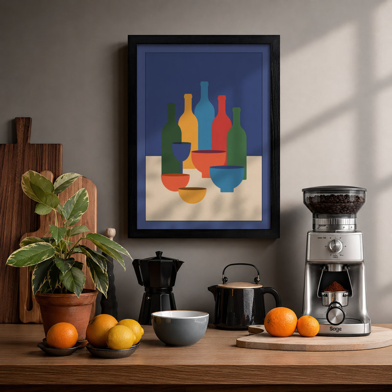 Bottle Composition Geometric - Print, A1 - 84.1 x 59.4 cm, Black