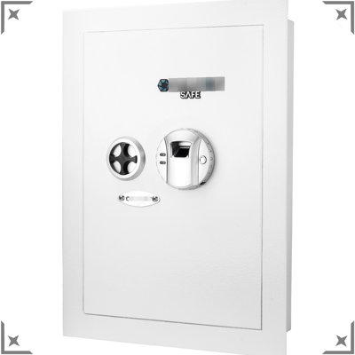 Secure White Biometric Wall Safe - 2 Removable Shelves, Solid Steel Construction, 120 Fingerprint Module For Protection With Confidence Recognition, Construction