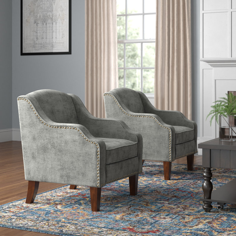 Ensemble de 2 fauteuils Aleitha, Polyester gris
