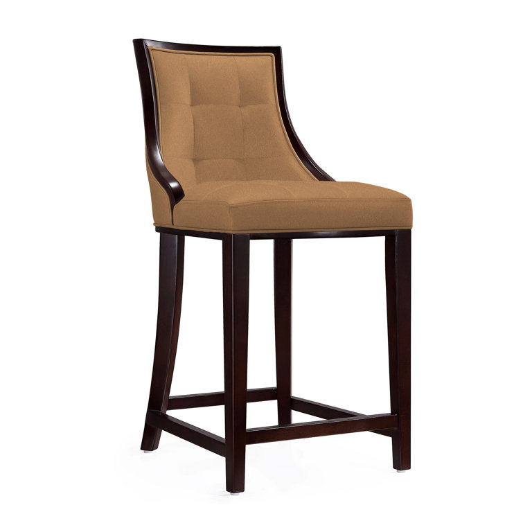 Upholstered Counter Stool with Solid Wood Frame