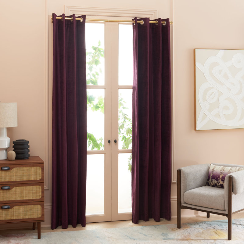 Ida Room Darkening Curtain Single Panel, 52" W x 96" L, Eggplant