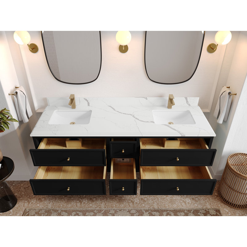Meuble-lavabo double 72 po Roswell, Calacatta Laza