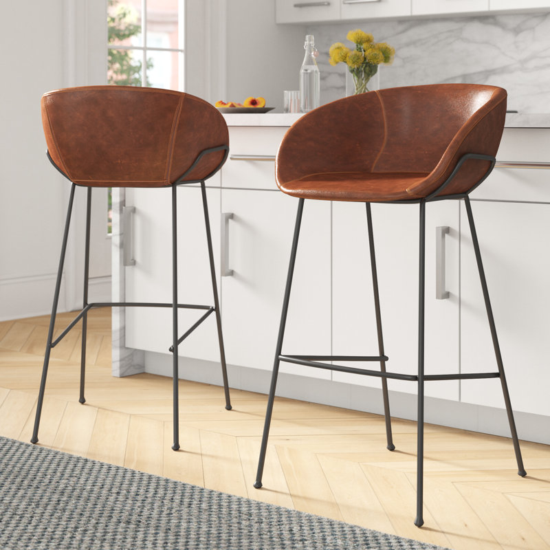 Tabouret de bar et de comptoir Ardea, Simili cuir brun foncé, Tabouret de bar (siège d'une hauteur de 29,93 po)