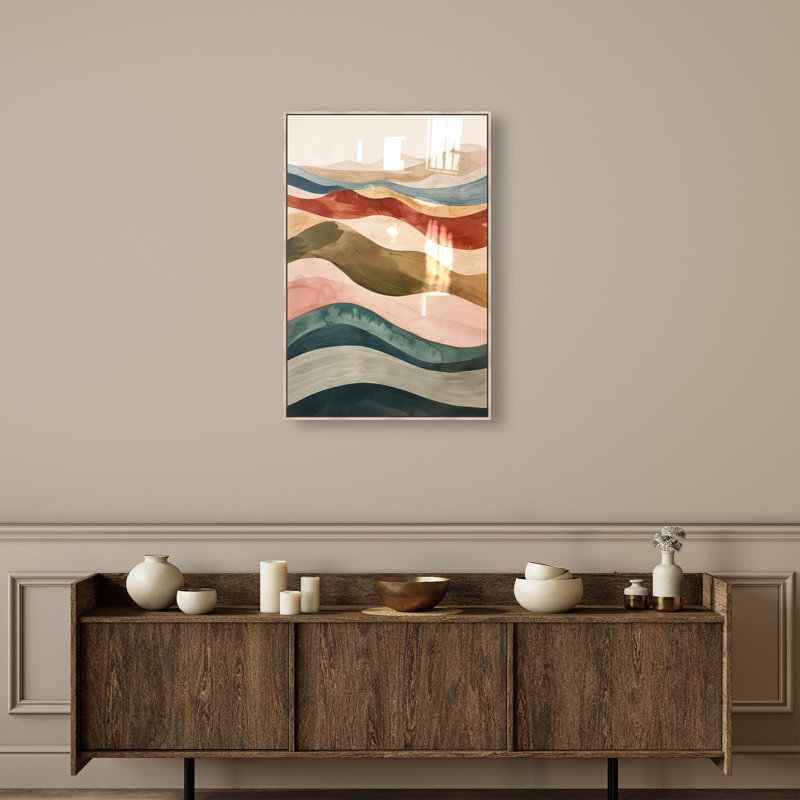 Oliver Gal Layers of Colors Abstract - Hand-Applied Glass Coat Framed Canvas Art, 30" H x 20" W, Black