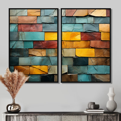 Boho Earth Element Stones Mosaic II - Bohème vert et décoration murale éclectique