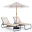 Ensemble 3 pièces de chaises longues d'extérieur avec parasol