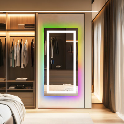 Bertram Led Bathroom Mirror With Lights, Wall-mounted With Bluetooth Speaker, Time & Date Display Anti-fog, Rgb Backlit And 3 Color Temperature Front Lighting, Dimmable Brightness, Ip65 Waterproof, Tempered Glass, Frontlit & Backlit