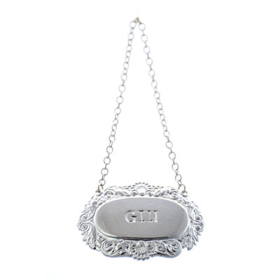 Decanter Label-Gin, Shell and Scroll