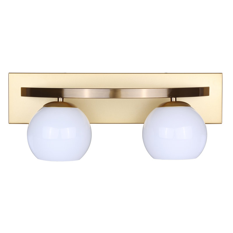 Honorina 6.5 In. 2 Light Gold Vanity With Opal Glass Shade