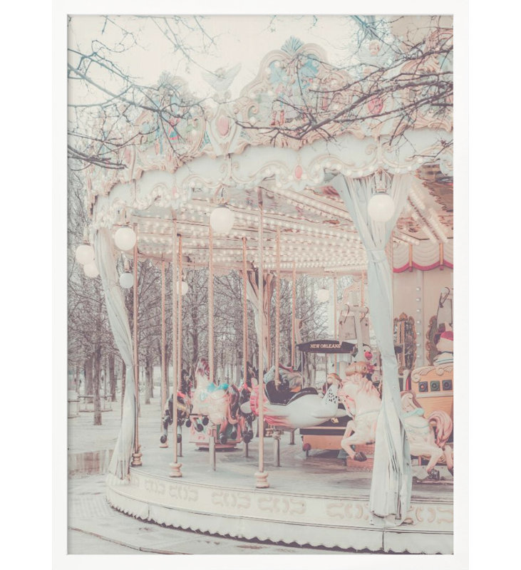 "Paris Carousel III", art mural texturé encadré, Blanc, H 14 po x l 10 po