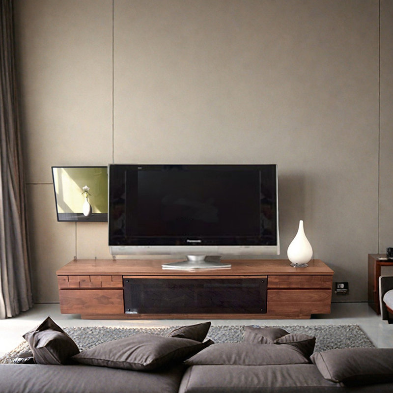 Meuble télé au sol en noyer noir, H 16,53 po x L 82,67 po x l 15,74 po