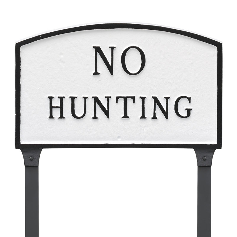 Enseigne de jardin sans l’état de chasse, Blanc / Noir, H 10 po x l 15 po x P 0,25 po