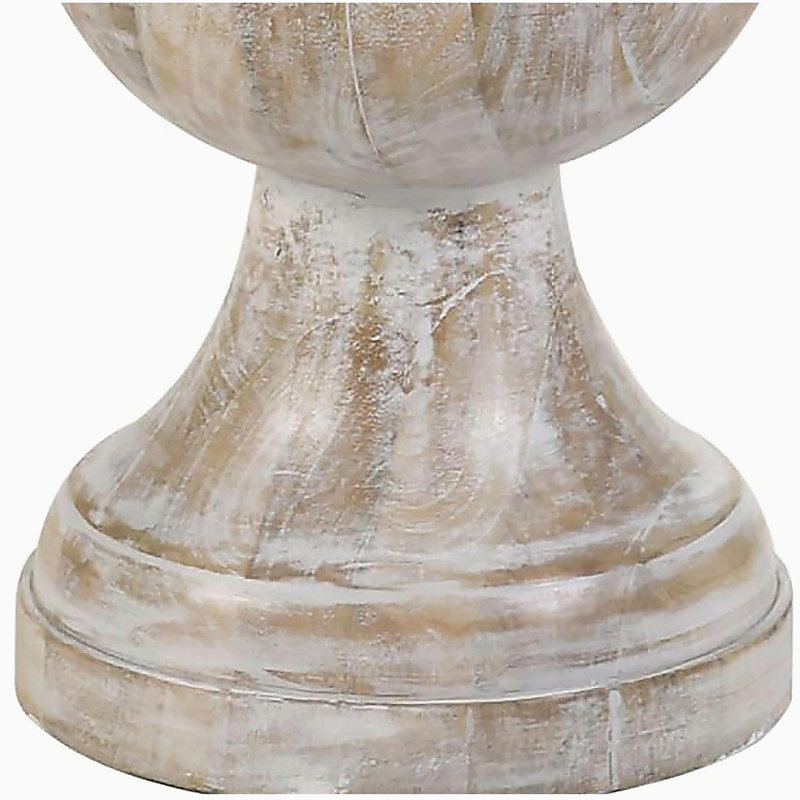 Table d'appoint piédestal blanc délavé, Ivoire ivoire