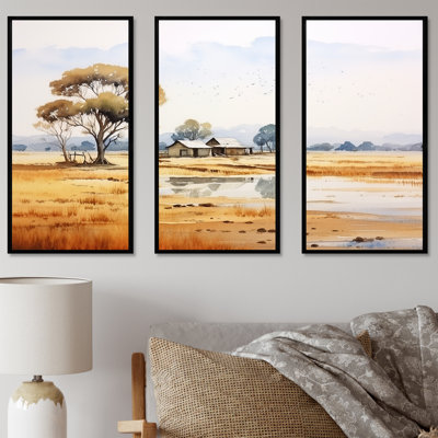 «Beige African Safari Landscape III - Art mural africain»