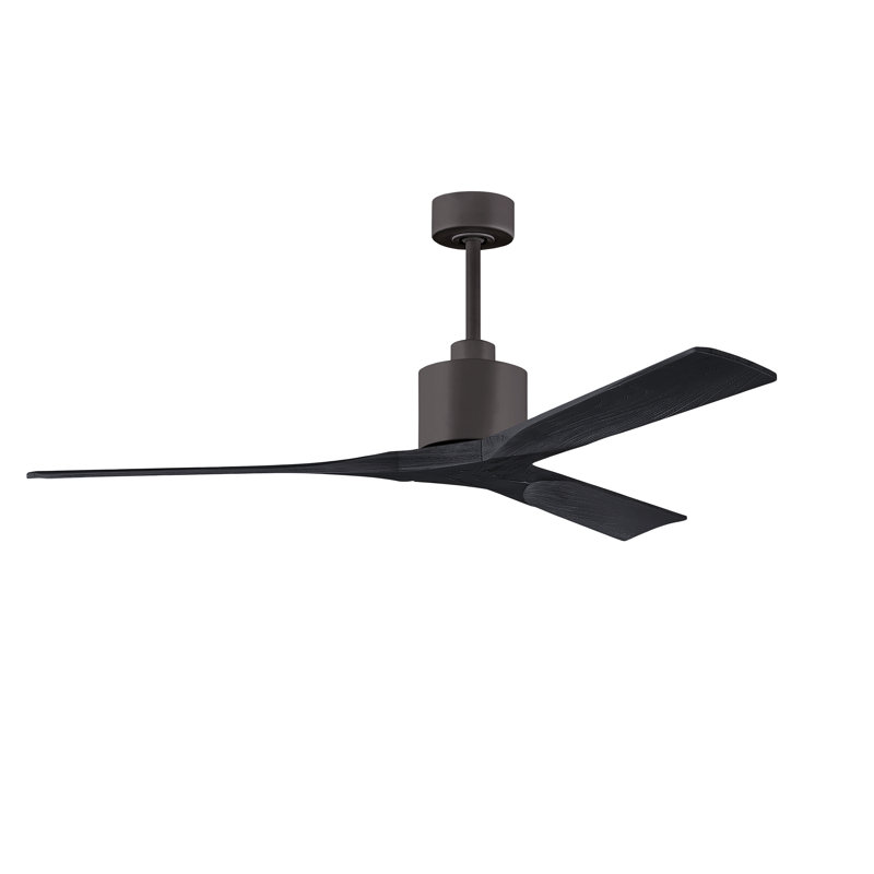 Nan 52" Ceiling Fan In Textured Bronze And Matte White Blades, Textured Bronze, Matte Black, 52"