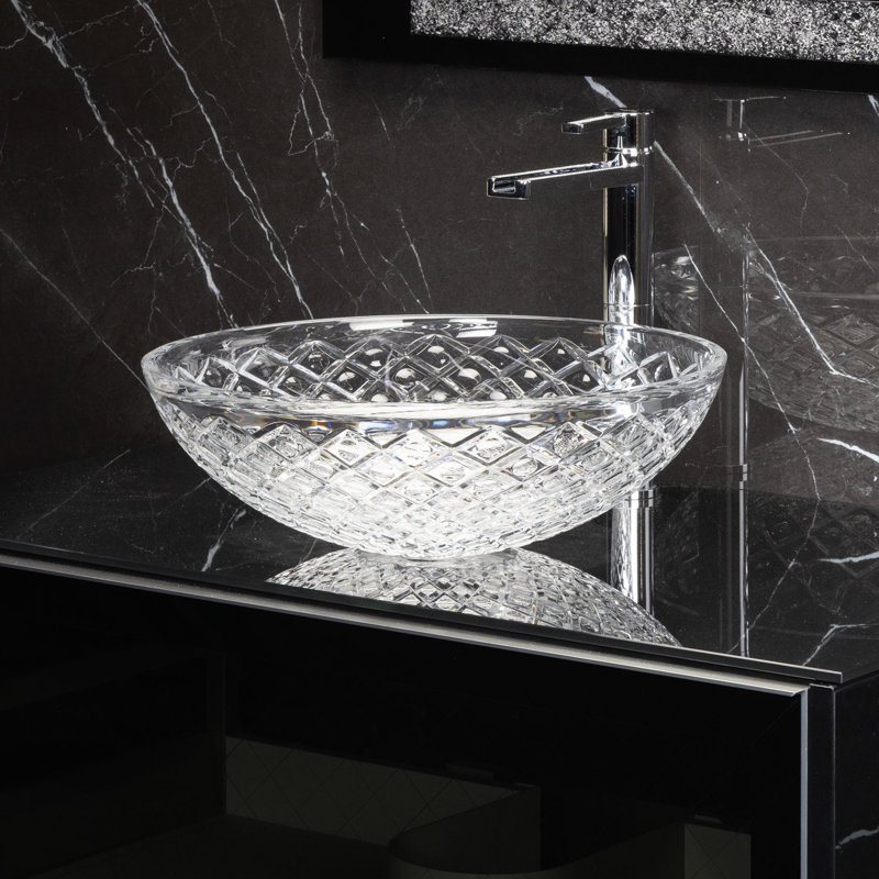Lavabo de salle de bain circulaire en cristal 17,12 po Maestro Bath