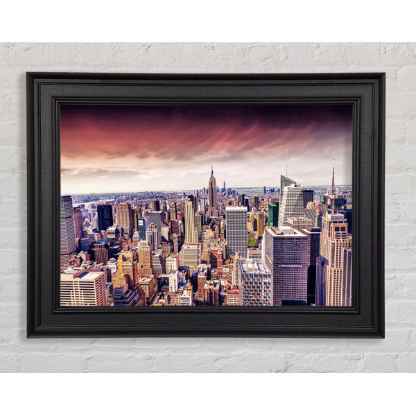 Ebern Designs Pink Skies Over NYC - Single Picture Frame Print ...