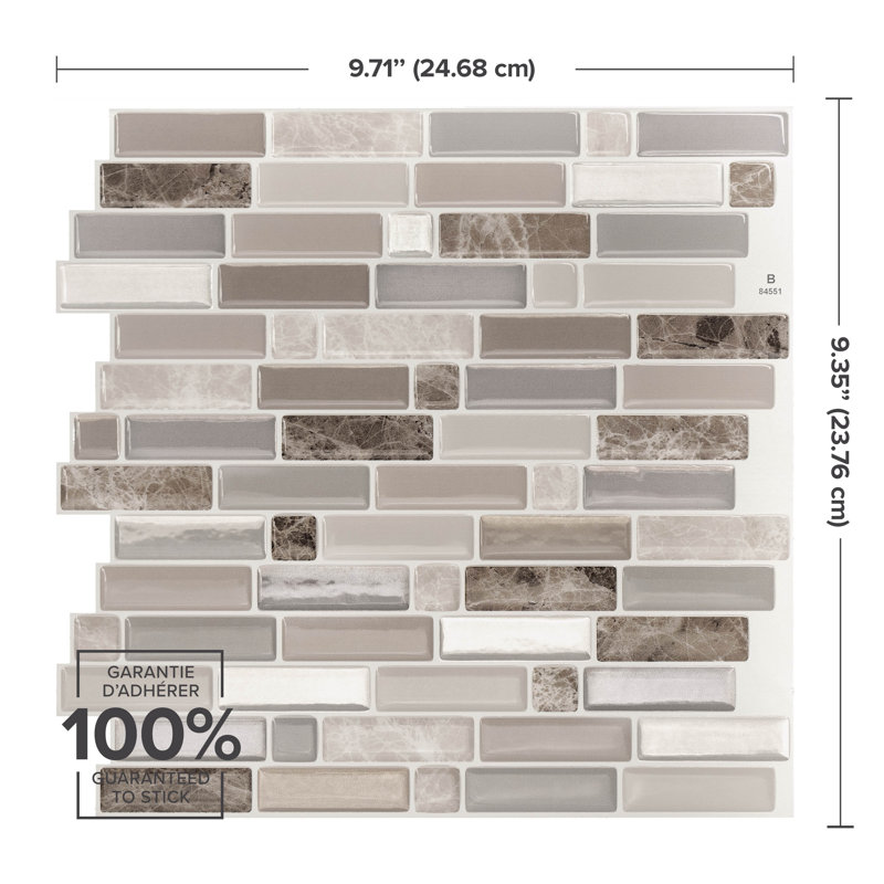 Carreau de mosaïque en gel auto-adhésif l 9,36 po x L 9,73 po
