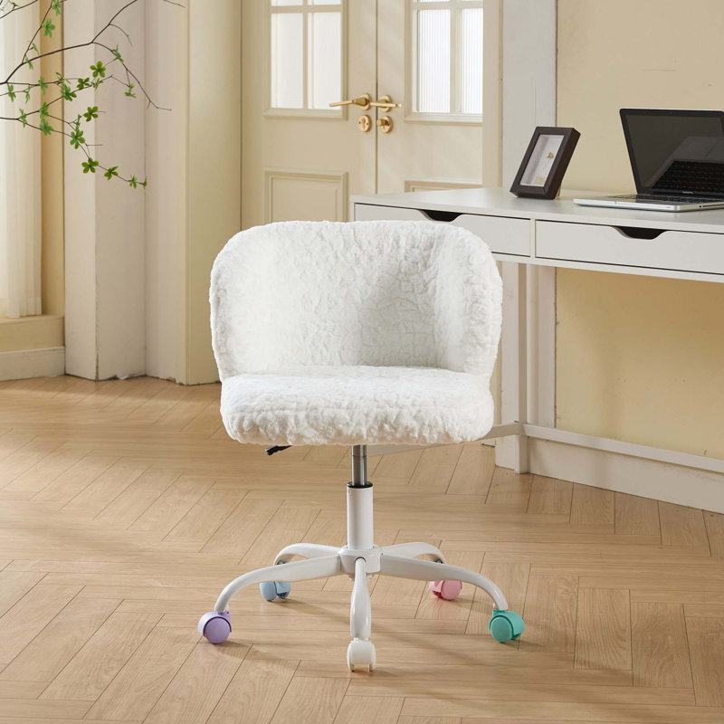 Chaise de bureau pivotante réglable avec base en métal, Ivoire ivoire