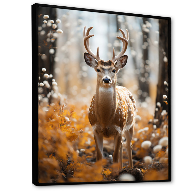 Katrine Stockholm Deer Graceful Elegance - Imprimé, Cadre flottant noir, H 32 po x l 24 po x P 1 po