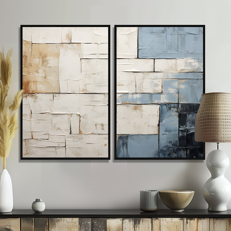 «Blue and White Timeless Minimalisme II», impressions sur toile bleues, Black, H 36 po x l 48 po