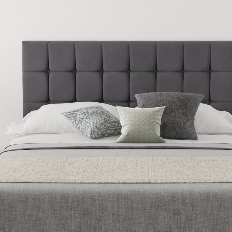 Wellington Upholstered Headboard, Single (3'), Velvet Steel