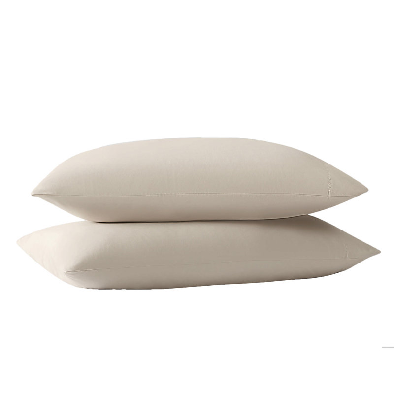 King Beige Solid Percale Microfiber Pillowcase Set