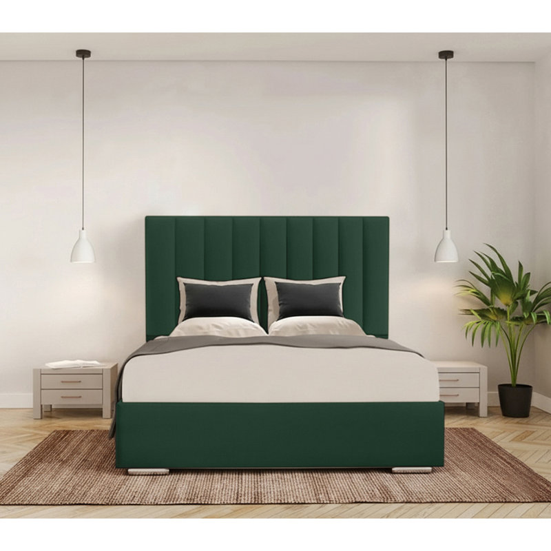 Caylob Upholstered Bed, Emerald, Single