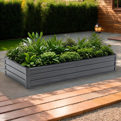Lit de jardin surélevé en acier galvanisé - boîte à fleurs antirouille 6x3x1 / 6x3x2 / 8x4x2FT pour légumes, fleurs et herbes