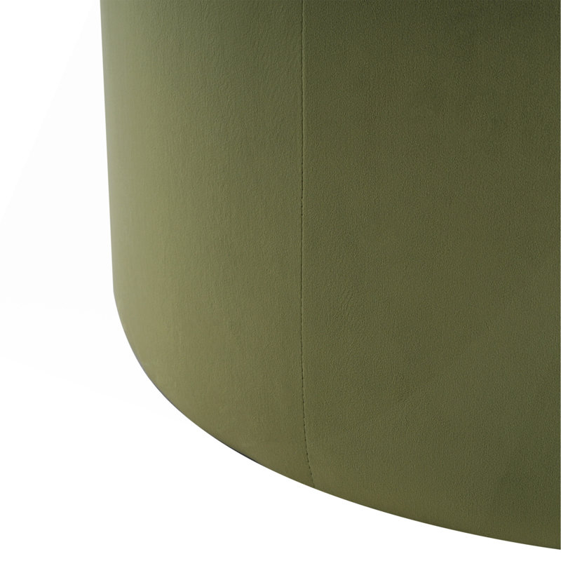 Modern Comfortable Round Ottoman（ONLY ONE OTTOMAN), Olive Green