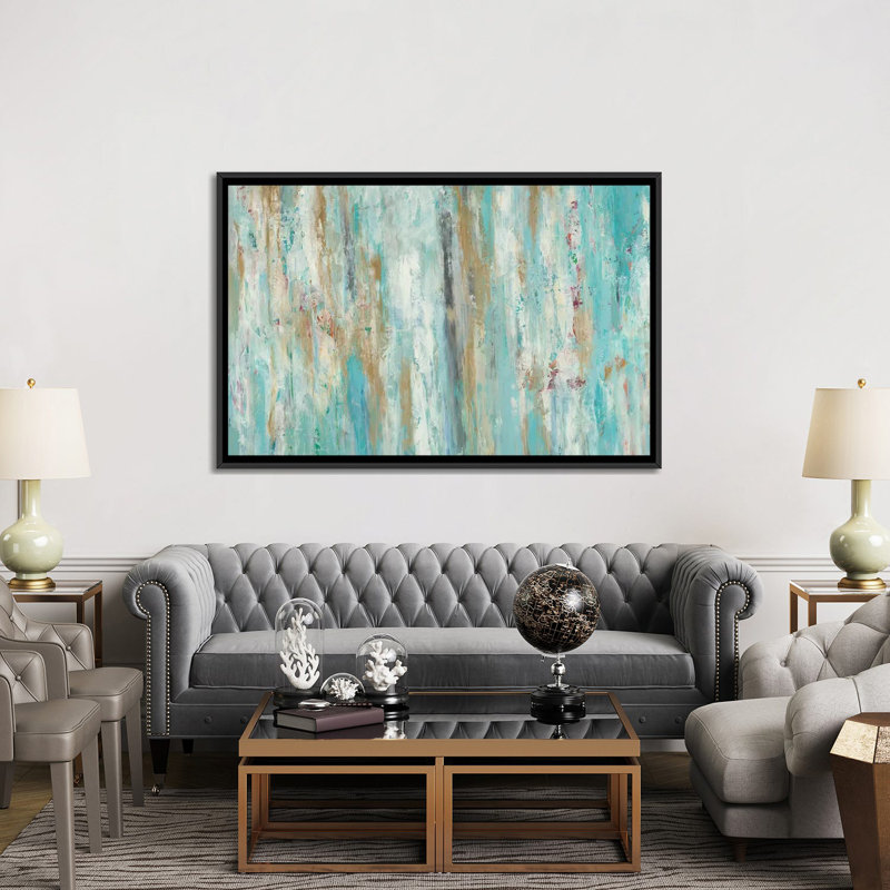 « stream of bleu », reproduction d’art sur toile, H 40 po x l 60 po x P 1,5 po, Toile avec cadre noir