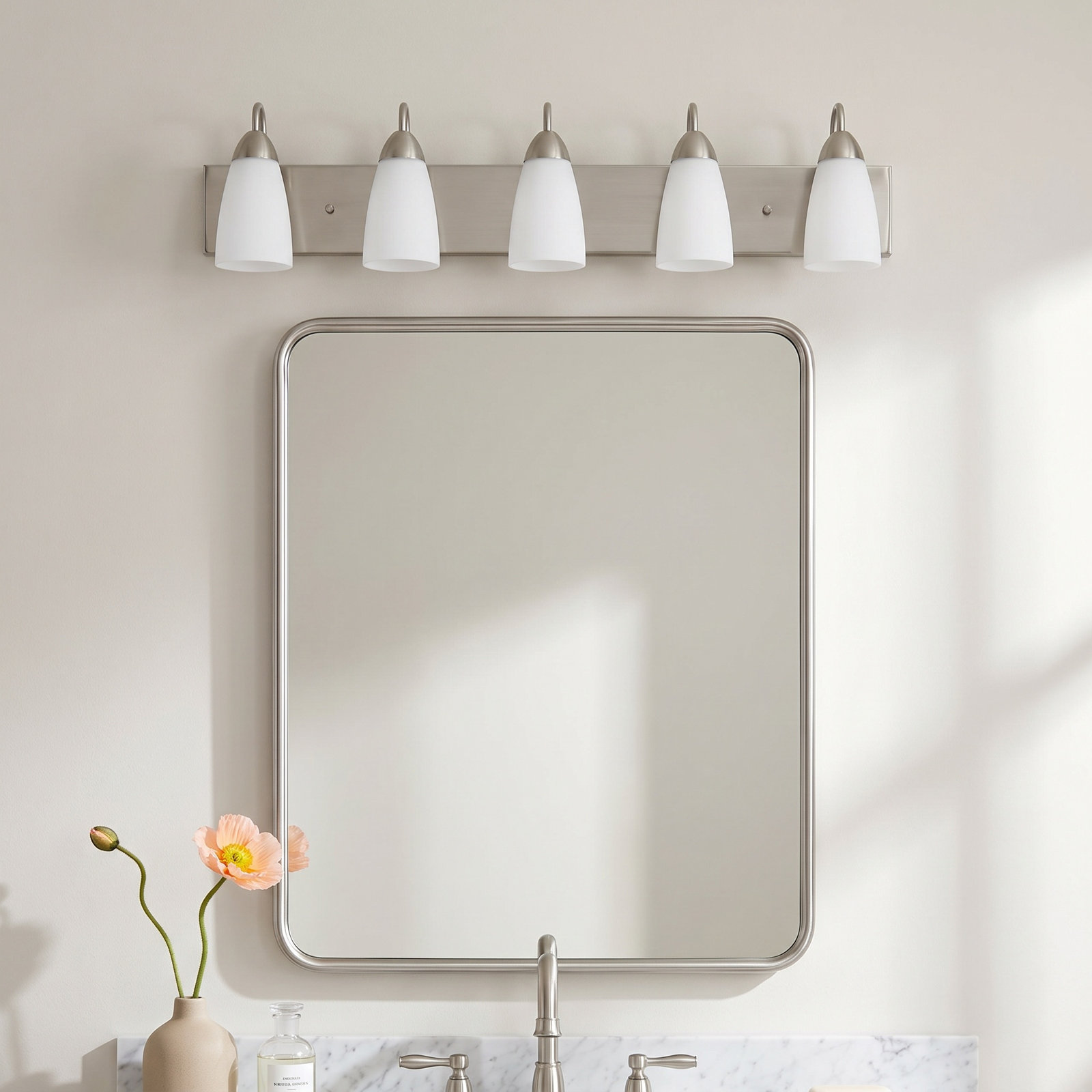 5-Light Dimmable Vanity Light, Brushed Nickel, No
