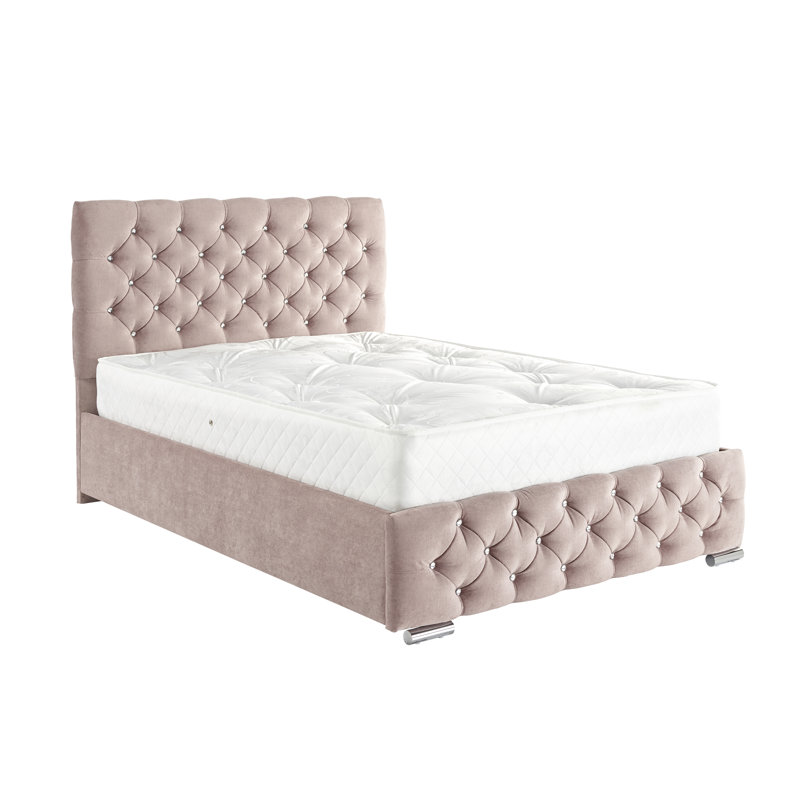 Terrence Upholstered Bed, Double (4'6), Kensington Lilac