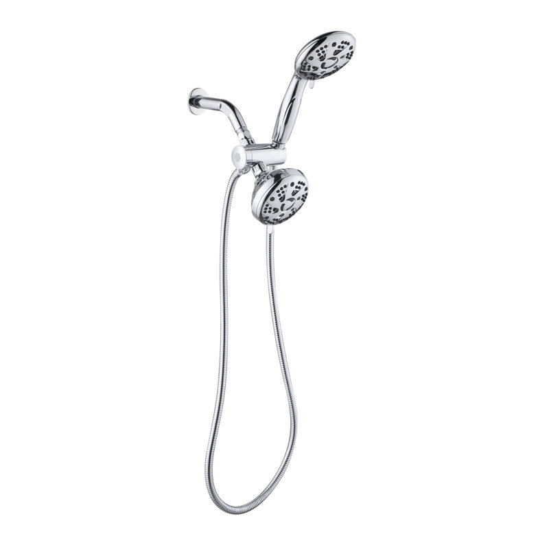 6-Spray Dual Shower Head & Handheld Combo, Adjustable, Water-Saving 1.8 GPM, Leak-Resistant, Wall-Mounted, Chrome Color