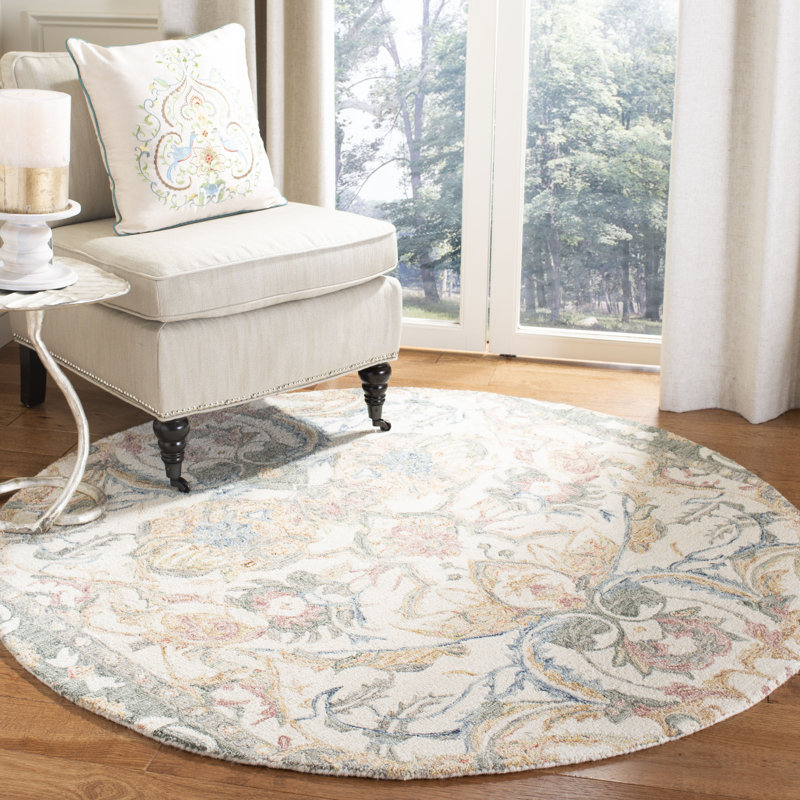 Tapis en laine touffeté à la main Georgiana, Rond 5 pi