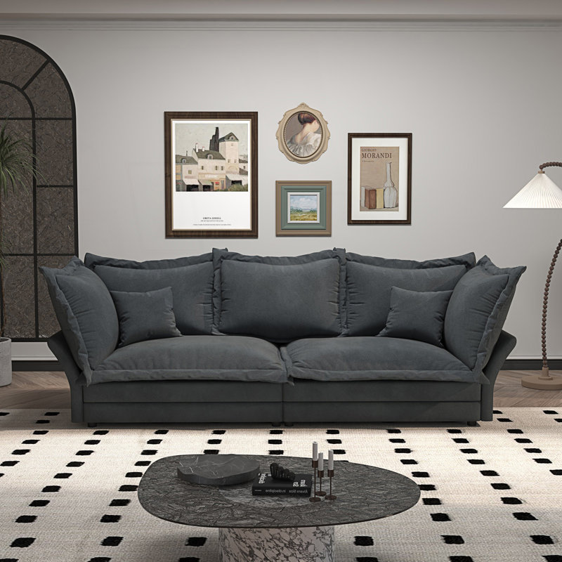 Modern Comfy Upholstered Sofa, Cloud Couch, Deep Seat Couch With Pillows