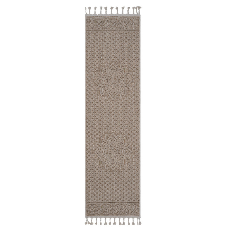 LOOM & LUXE Collection Beige /Medallion Indoor/Outdoor Area Rug, Runner 2'2" x 8'