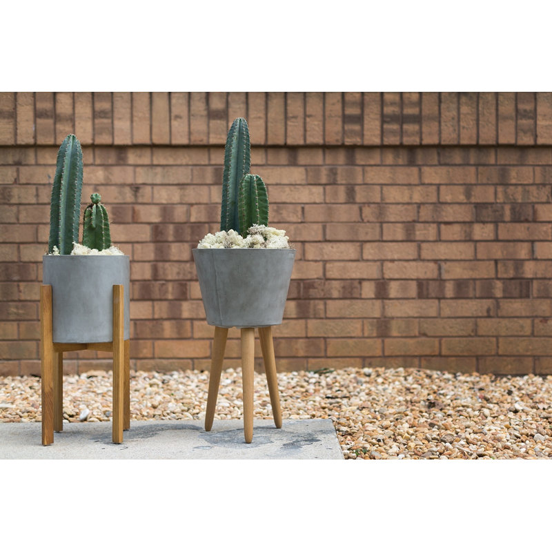Vase de plancher en pierre gris intérieur/extérieur Tallassee, H 25,75 po x l 14,5 po x P 14,5 po