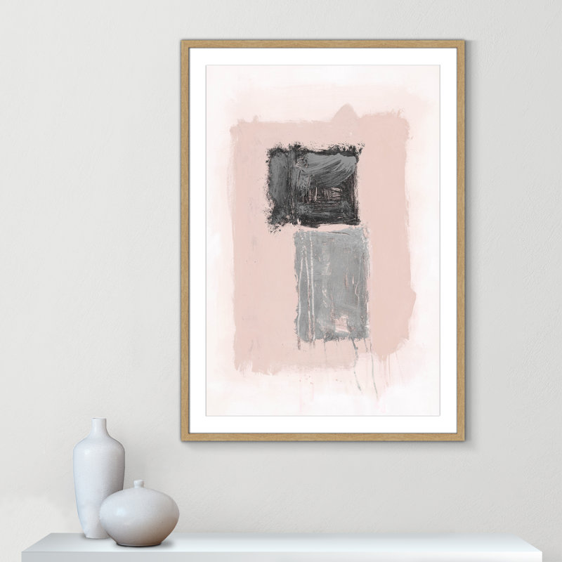 Thomasin Pink, Black And Silver Shimmer II On Paper by Joss & Main Print, Cadre photo en fil de bois naturel