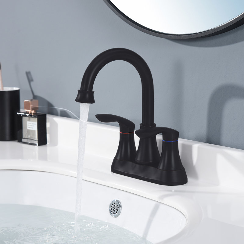 2-handle Bathroom Faucet with Drain Assembly, Matte Black