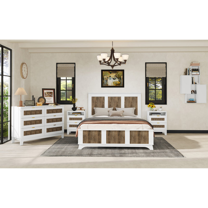 Lit plateforme Farmhouse, Blanc, Grand lit