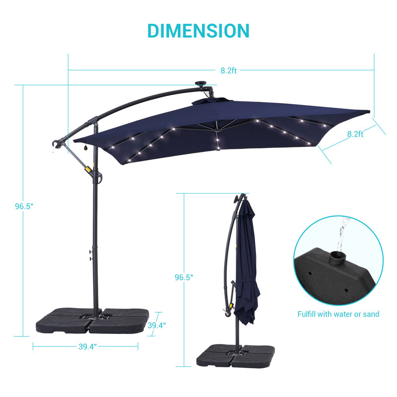 Parasol en porte-à-faux 98,4 po Dannii-Leigh, Marine