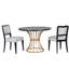 Table de salle à manger ronde en chêne foncé de 42 pouces avec table en placage d'apparence en bois massif, 2 chaises rembourrées en noyer, base en fer robuste, coin cuisine et base pour coin, style